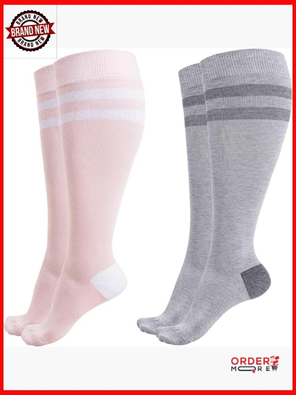 Wide Calf Compression Socks 15-20mmHg Knee High Support for Pregnancy Nurses